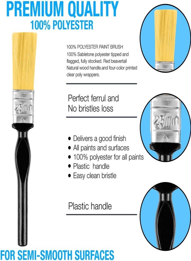 MADHYA 1 Inch Flat Paint Brushe for All Latex, Oil Paints & Stains, Home Improvement, Interior & Exterior Paint Brush, Wood Handle DIY Paint Tool for Furniture, Fences, Deck, Wall Trim, Set of 5 - Image 5